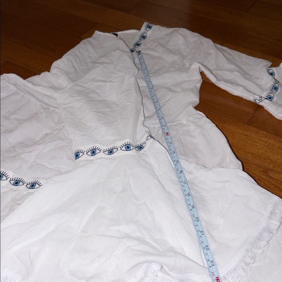 Trendyol EUro White Top Tunic mini good luck dress Blue Evil Eye Pattern L - Picture 7 of 7